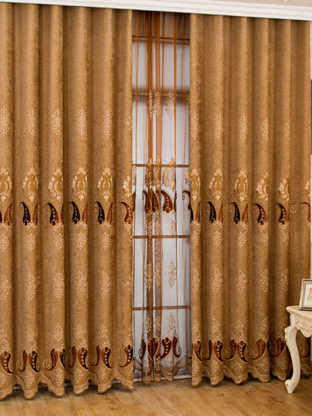  QYC125C Hebe Traditional Damask Chenille Custom Made Curtains