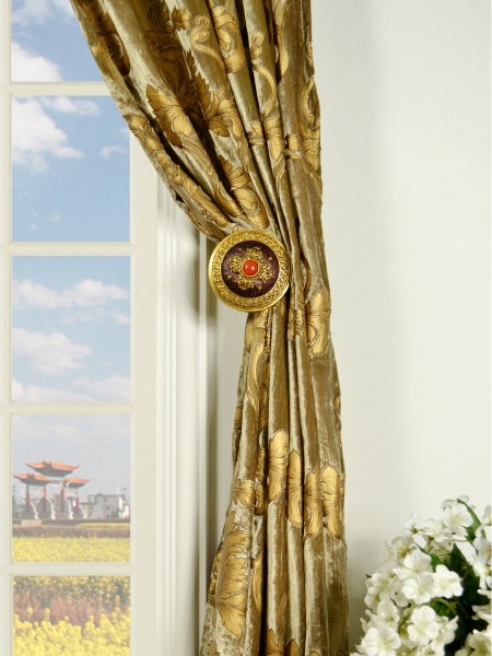Hebe Regal Floral Damask Pencil Pleat Velvet Curtains