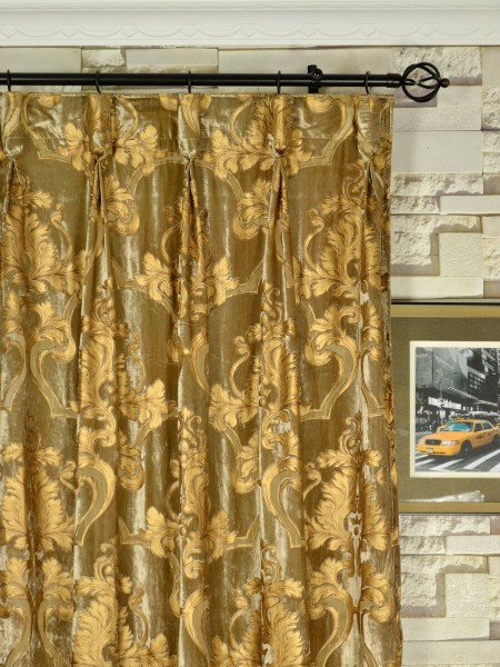 Hebe Regal Floral Damask Goblet Velvet Curtains