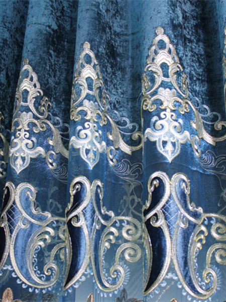 QY2168C Maia Embroidered Floral Thick Chenille Custom Made Curtains