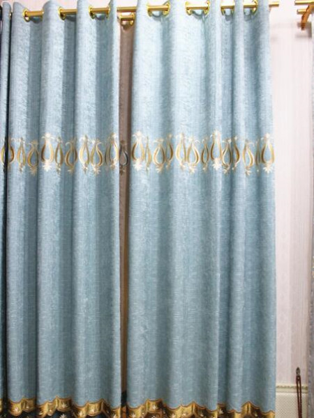 QY2168D Maia Embroidered Floral Thick Chenille Custom Made Curtains
