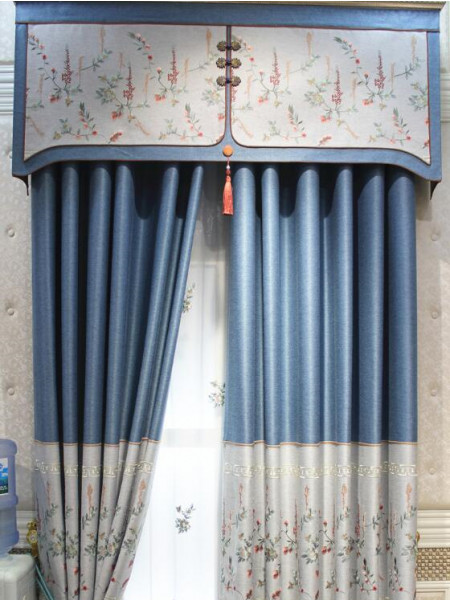QY2168D Maia Embroidered Floral Thick Chenille Custom Made Curtains