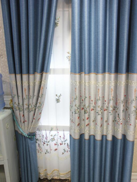 QY2168D Maia Embroidered Floral Thick Chenille Custom Made Curtains