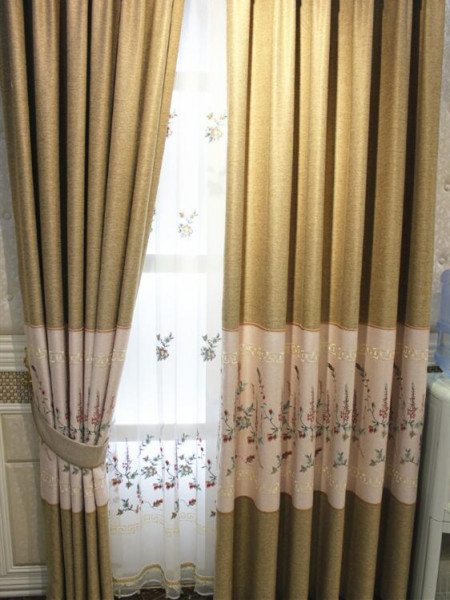 QY2168D Maia Embroidered Floral Thick Chenille Custom Made Curtains