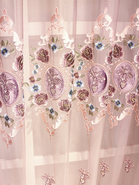 QY2168G Maia Embroidered Floral Thick Chenille Custom Made Curtains