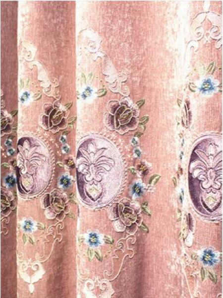QY2168G Maia Embroidered Floral Thick Chenille Custom Made Curtains
