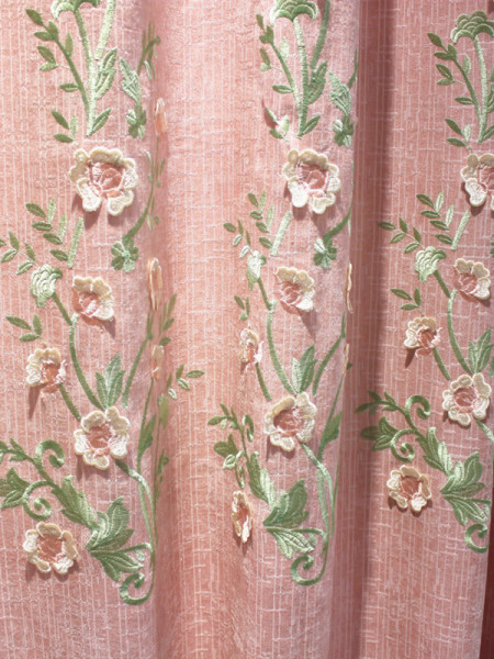 QY2168H Maia Embroidered Floral Thick Chenille Custom Made Curtains