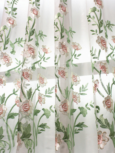 QY2168H Maia Embroidered Floral Thick Chenille Custom Made Curtains