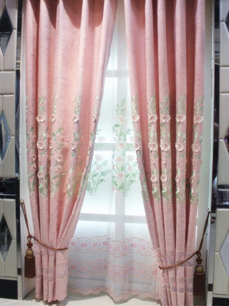 QY2168H Maia Embroidered Floral Thick Chenille Custom Made Curtains
