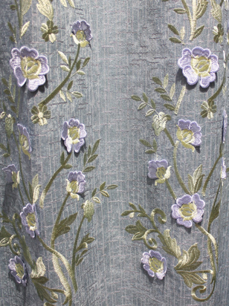 QY2168H Maia Embroidered Floral Thick Chenille Custom Made Curtains