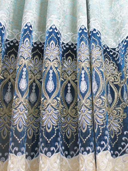 QY2168I Maia Embroidered Floral Thick Chenille Custom Made Curtains