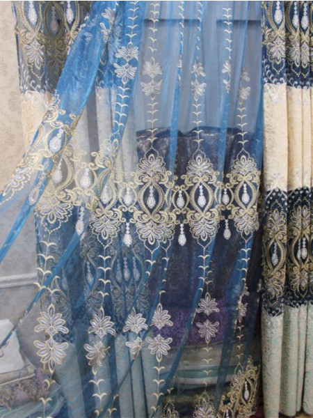 QY2168I Maia Embroidered Floral Thick Chenille Custom Made Curtains