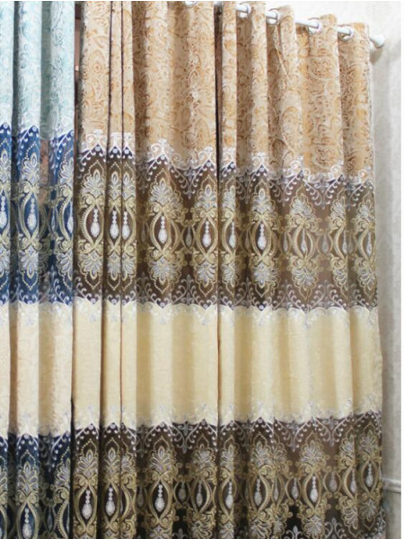 QY2168I Maia Embroidered Floral Thick Chenille Custom Made Curtains