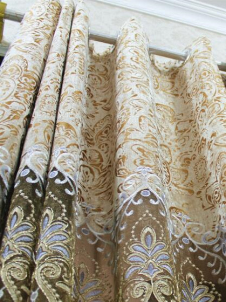 QY2168I Maia Embroidered Floral Thick Chenille Custom Made Curtains