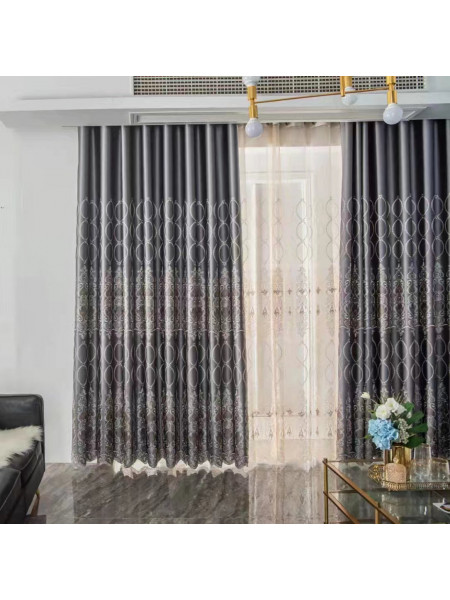QYC225NA Bimberi Number Eight Pattern Luxury Damask Embroidered Blue Green Pink Grey Ready Made Grommet Curtains