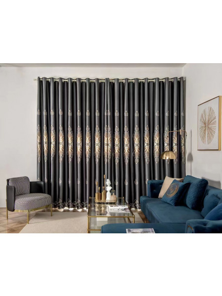 QYC225PA Bimberi Flower Queen Luxury Damask Embroidered Blue Green Pink Grey Ready Made Grommet Curtains