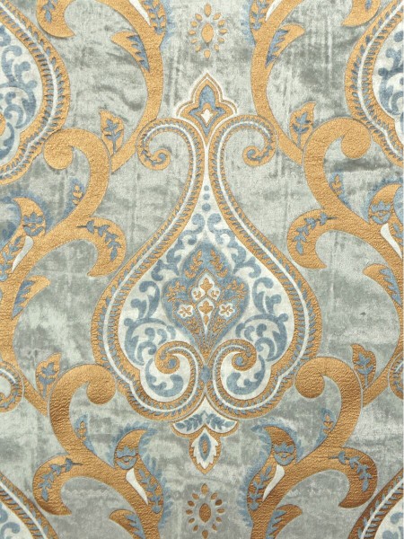 Maia Impressive Damask Velvet Custom Made Curtains (Color: Ash gray)