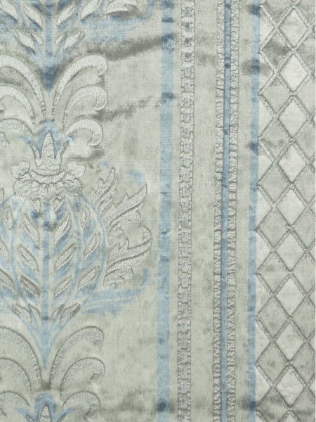 Maia Antique Damask Velvet Fabric Sample (Color: Ash gray)