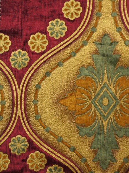 Maia Vintage Damask Versatile Pleat Velvet Curtains (Color: Burgundy)