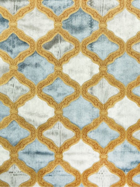 Maia Geometrical Back Tab Velvet Curtains (Color: Ash grey)