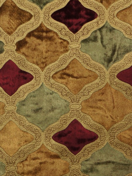 Maia Geometrical Velvet Curtains Fabric Sample (Color: Sienna)