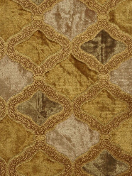 Maia Geometrical Grommet Velvet Curtains (Color: Earth yellow)