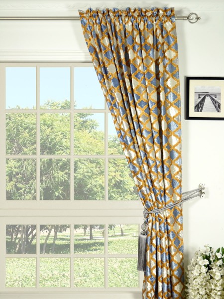 Maia Geometrical Rod Pocket Velvet Curtains