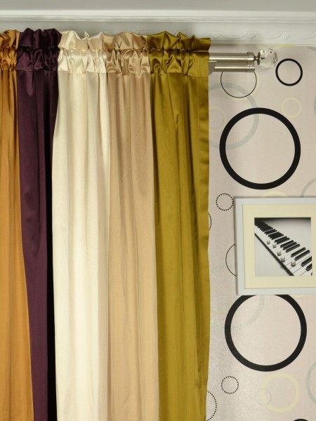 Silver Beach Bold Stripe Faux Silk Custom Made Curtains