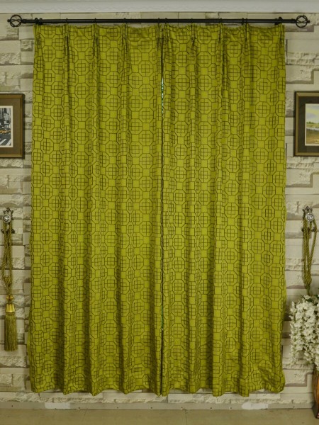 Silver Beach Embroidered Chinese-inspired Versatile Pleat Faux Silk Curtains