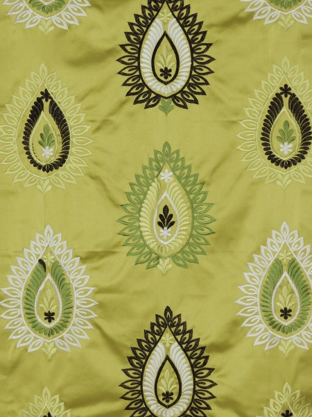 Silver Beach Embroidered Extravagant Faux Silk Custom Made Curtains (Color: Pear)