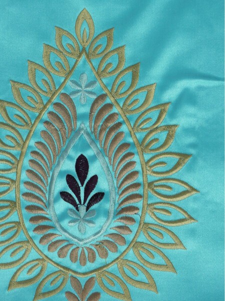 Silver Beach Embroidered Extravagant Pencil Pleat Faux