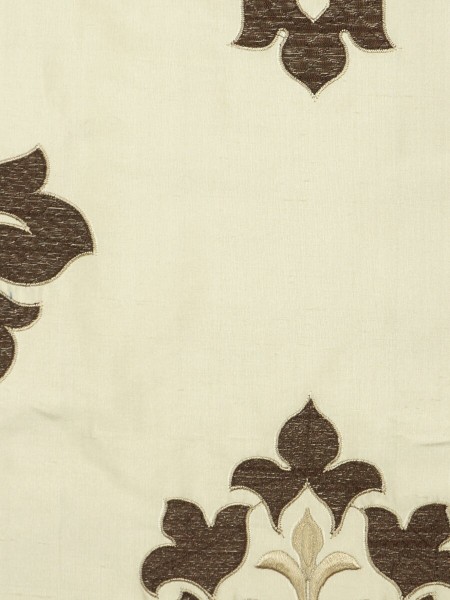 Halo Embroidered Medium-scale Damask Dupioni Silk Fabric Sample (Color: Linen)