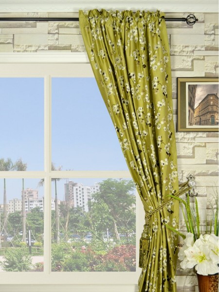 Halo Embroidered Four-leaf Clovers Rod Pocket Dupioni Silk Curtains