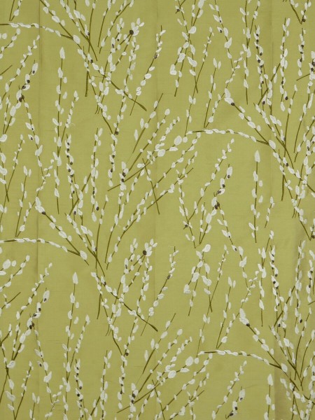 Halo Trendy Embroidered Plants Dupioni Silk Fabrics (Color: Olive)