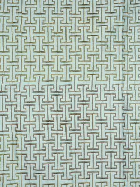 Halo Embroidered Maze-like Design Dupioni Silk Fabric Sample (Color: Magic mint)