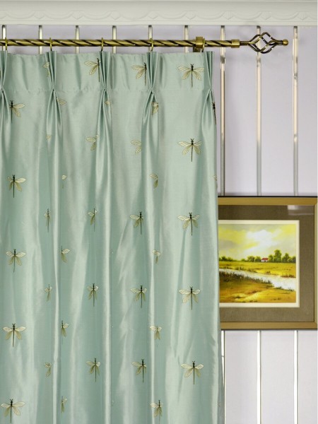 Halo Embroidered Dragonflies Dupioni Silk Custom Made Curtains