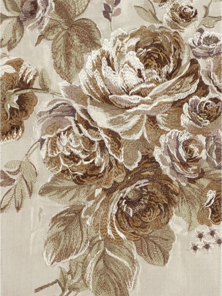 Rainbow Embroidered Camellia Tab Top Dupioni Curtains (Color: Beige)