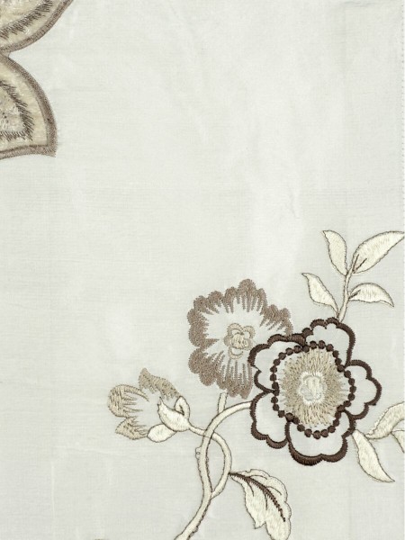 Rainbow Embroidered and Velvet Appliqué Grommet Dupioni Silk Curtains (Color: Ivory)