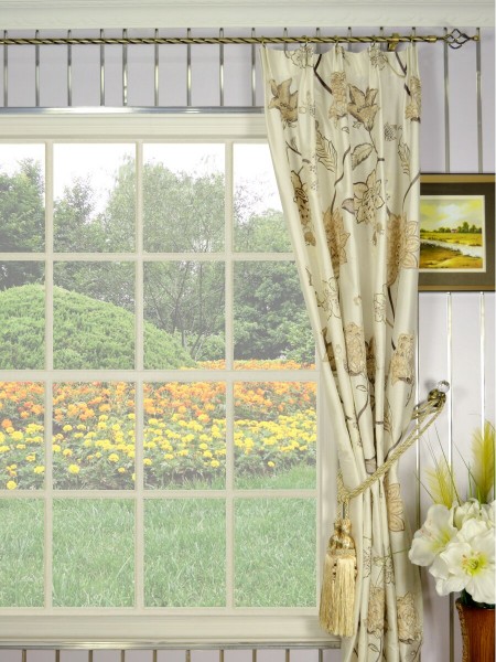 Rainbow Embroidered and Velvet Appliqué Versatile Pleat Dupioni Curtains