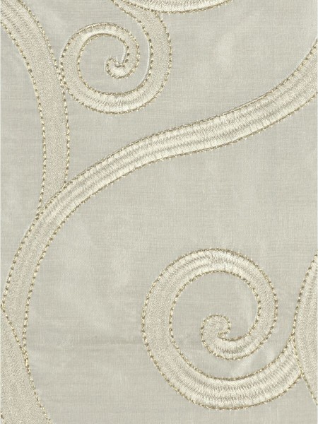 Rainbow Embroidered Scroll Versatile Pleat Dupioni Silk Curtains (Color: Beige)