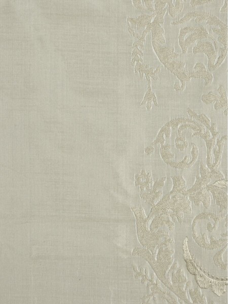 Rainbow Embroidered Classic Damask Versatile Pleat Dupioni Silk Curtains (Color: Beige)