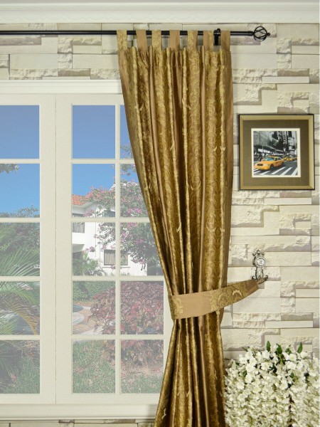 Rainbow Embroidered Classic Damask Tab Top Dupioni Silk Curtains