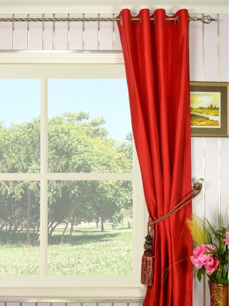 Oasis Solid-color Grommet Dupioni Silk Curtains