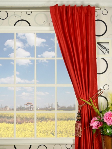 Oasis Solid-color Back Tab Dupioni Curtains