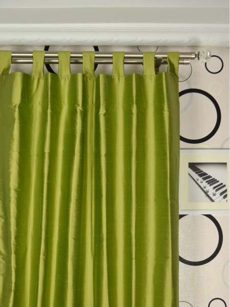 Oasis Crisp Plain Tab Top Dupioni Silk Curtains Heading Style