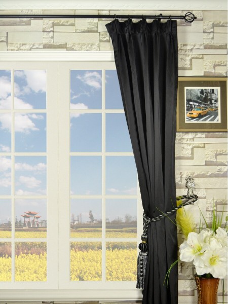 Waterfall Dark-colored Triple Pinch Pleat Faux Silk Curtains