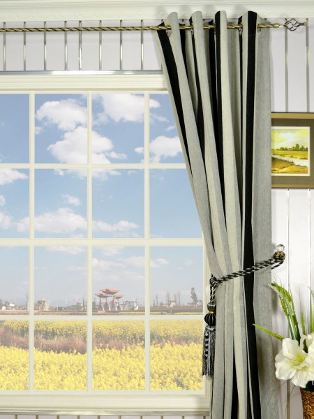 Petrel Vertical Stripe Grommet Chenille Curtains