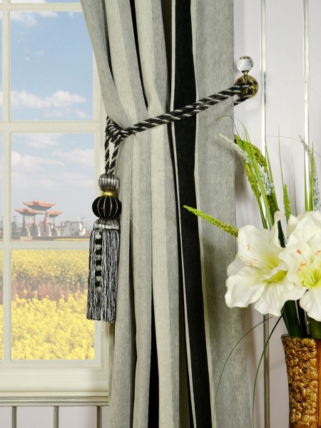 Petrel Vertical Stripe Grommet Chenille Curtains