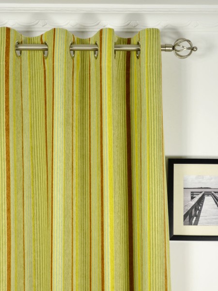 Petrel Heavy-weight Stripe Chenille Custom Made Curtains (Heading: Grommet)