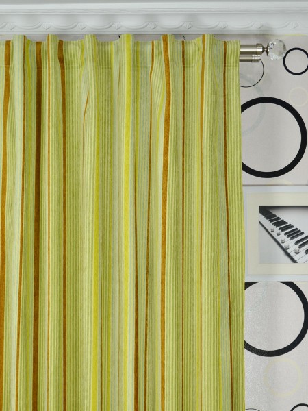 Petrel Heavy-weight Stripe Back Tab Chenille Curtains Heading Style